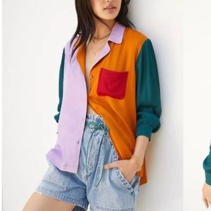 Farm Rio Anthropologie color block blouse
Silk LARGE